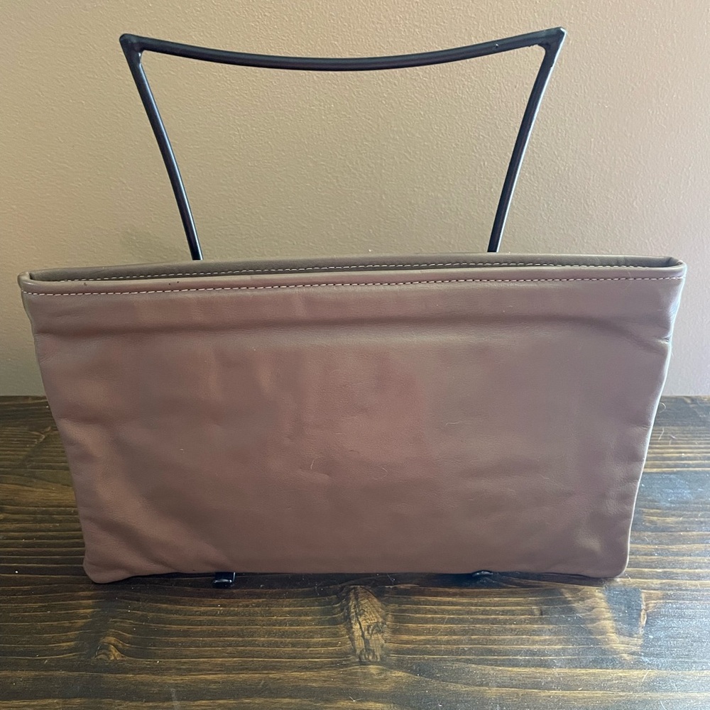 Vintage Tan Leather Handbag Clutch Made by Tadora Buffalo NY